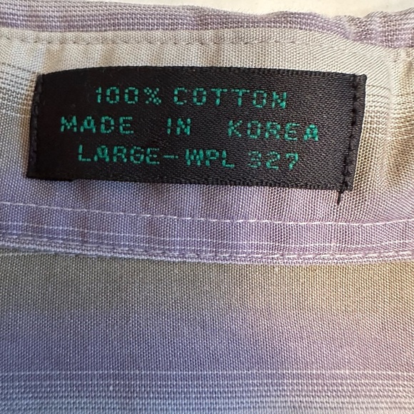 Wimbledon Men's Oxford Button Down Long Sleeve Shirt Size L Green Purple Ivory - Picture 5 of 8
